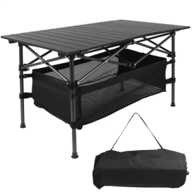 Folding Camp Table with Large Storage and Carrying Bags, for Picnic, Party, 37"x 22"