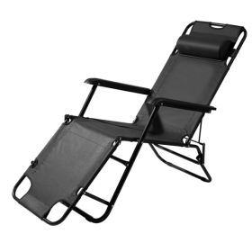 Portable Dual Purposes Extendable Folding Reclining Chair Black (Option: defaulttitle)