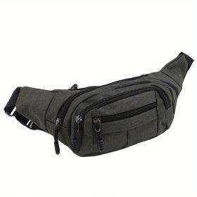Men's And Women's Large-capacity Wear-resistant Sports Waist Bag Casual Bag Shoulder Chest Bag Light Sports Travel Bag Men's Messenger Backpack W (Color: Dark green)