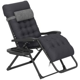 Padded Zero Gravity Chair, Folding Recliner Chair with Cup Holder Cushion, Black (Option: Black-1010x170x730 mm)